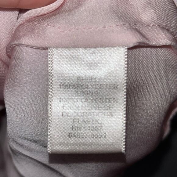 Christopher & Banks Pink Blouse L Sheer Dot Sleeve VNeck Romantic Soft Feminine - Picture 4 of 6